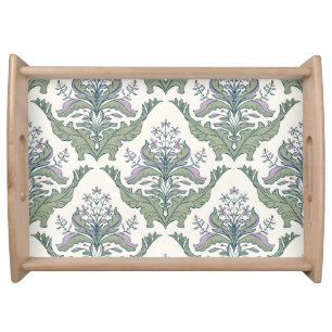 Birds Floral: Charming Seamless Pattern Serving Tray