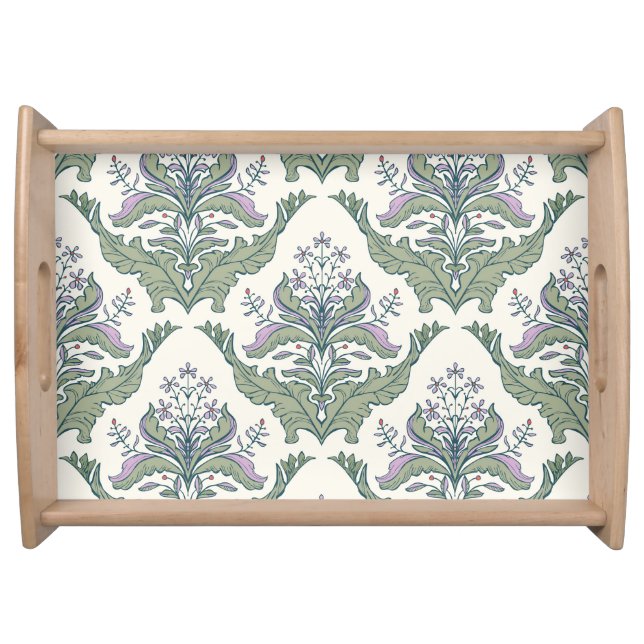 Birds Floral: Charming Seamless Pattern Serving Tray (Front)