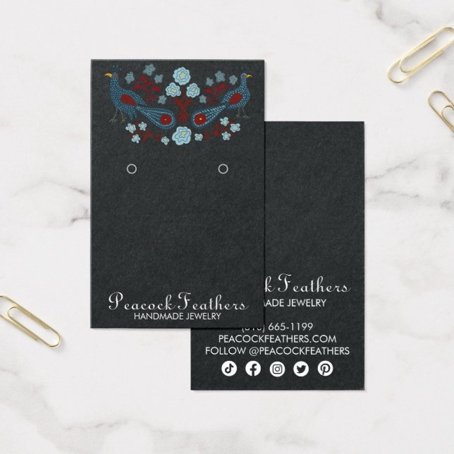 Birds Floral Earring Necklace Jewelry Display Card (Office)