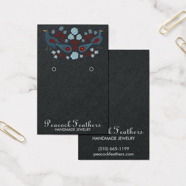 Birds Floral Earring Necklace Jewelry Display Card (Office)