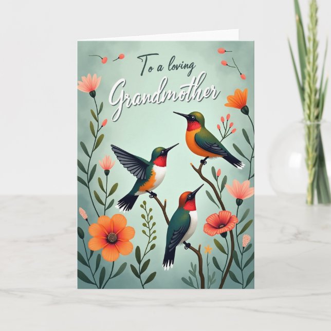 Birds Floral Grandmother Card (Front)