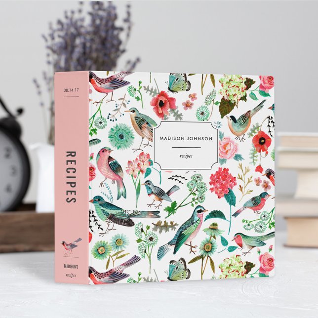 Birds & floral greenery pattern 3 ring binder (Creator Uploaded)