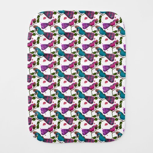 Birds floral seamless pattern Curtain Baby Burp Cloth