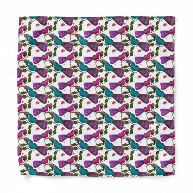 Birds floral seamless pattern Curtain Bandana (Front)
