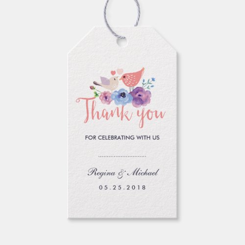 Birds Floral Wedding Favor Thank You Gift Tag