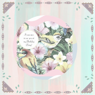 Birds Florals Brocade Fancy  Classic Round Sticker