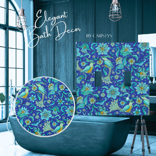 Birds Florals Royal Blue, Yellow Light Switch Cover