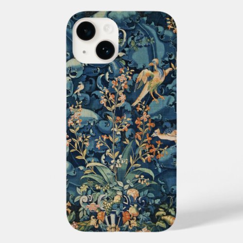 BIRDS FLOWERS AND CABBAGE LEAVES Blue Case_Mate iPhone 14 Case