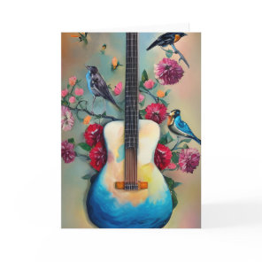 Birds, Flowers, and Guitar Card