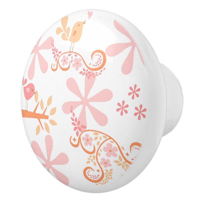 Birds & Flowers Ceramic Knob (Right)