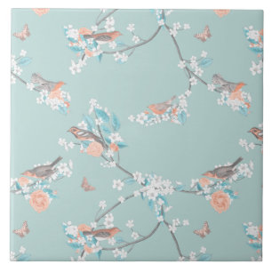 Birds & Flowers Ceramic Tile
