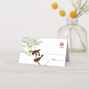 Birds & Flowers Chinese Wedding Place + Menu Card