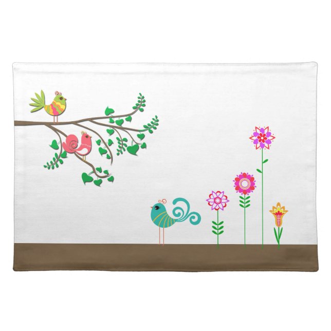 Birds & Flowers Cloth Placemat (Front)
