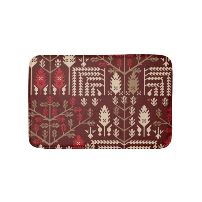 Birds Flowers Dark Blue Pattern Bath Mat (Front)