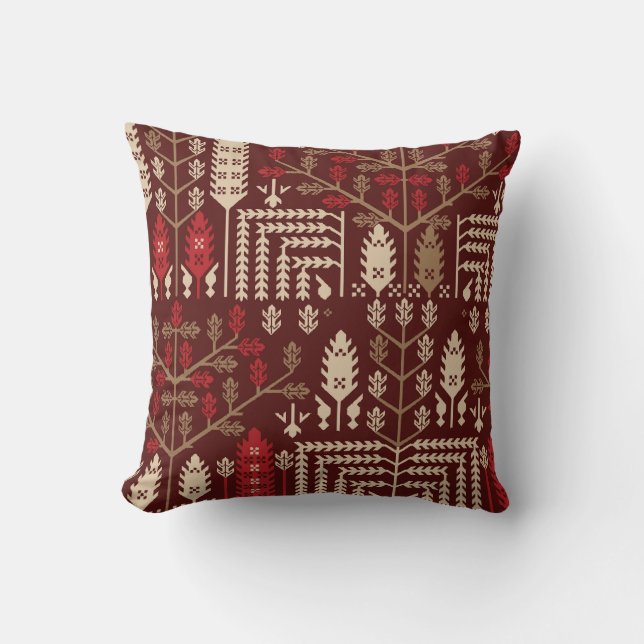 Birds Flowers Dark Blue Pattern Throw Pillow (Front)