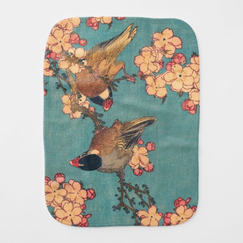Birds Flowers Hokusai Japanese Art Baby Burp Cloth