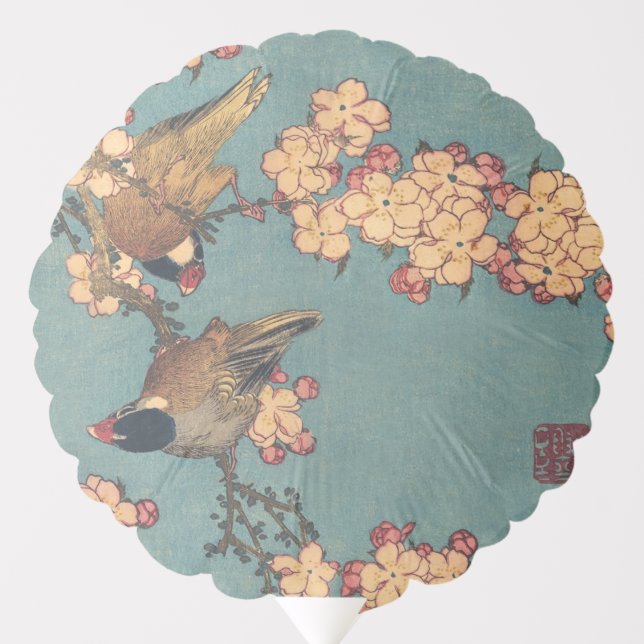 Birds Flowers Hokusai Japanese Art Balloon (Front)