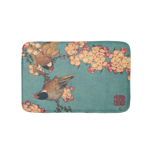 Birds Flowers Hokusai Japanese Art Bath Mat