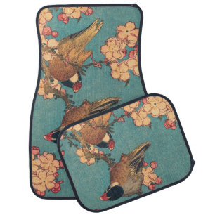 Birds Flowers Hokusai Japanese Art Car Floor Mat