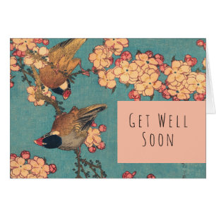 Birds Flowers Hokusai Japanese Art Cards