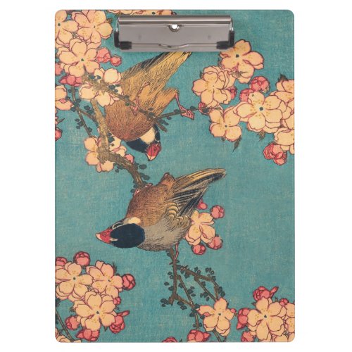 Birds Flowers Hokusai Japanese Art Clipboard