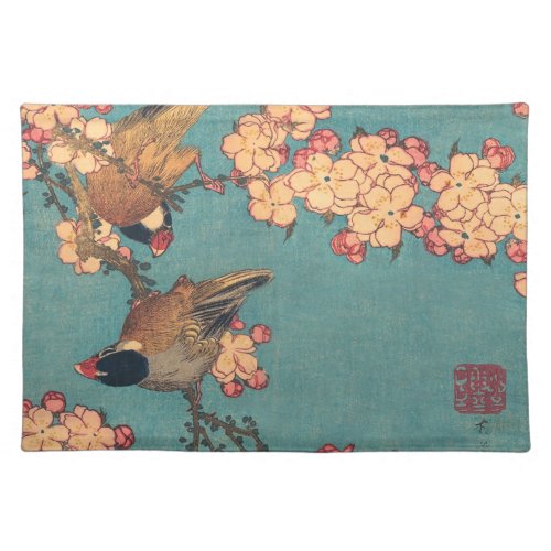 Birds Flowers Hokusai Japanese Art Cloth Placemat