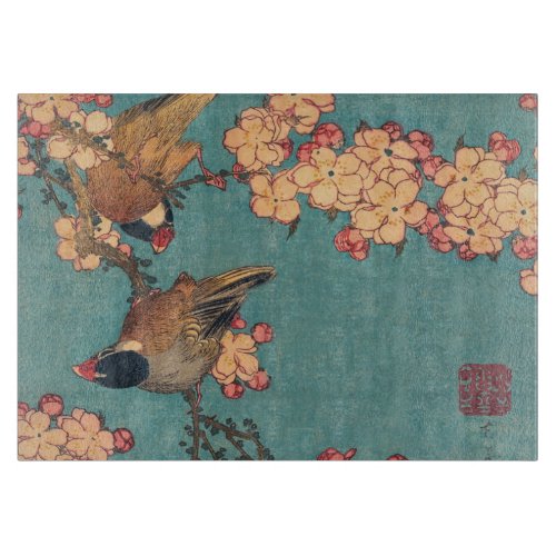 Birds Flowers Hokusai Japanese Art Cutting Board