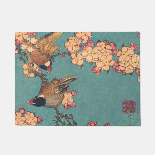 Birds Flowers Hokusai Japanese Art Doormat