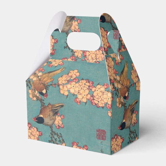 Birds Flowers Hokusai Japanese Art Favor Boxes (Front Side)