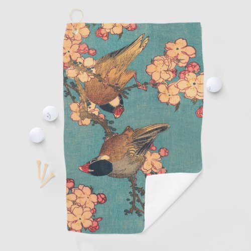 Birds Flowers Hokusai Japanese Art Golf Towel