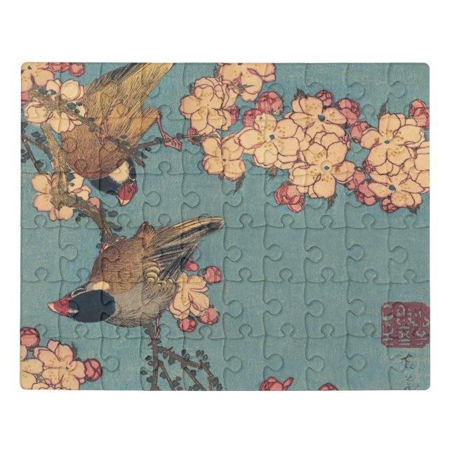 Birds Flowers Hokusai Japanese Art Jigsaw Puzzle (Puzzle Horizontal)