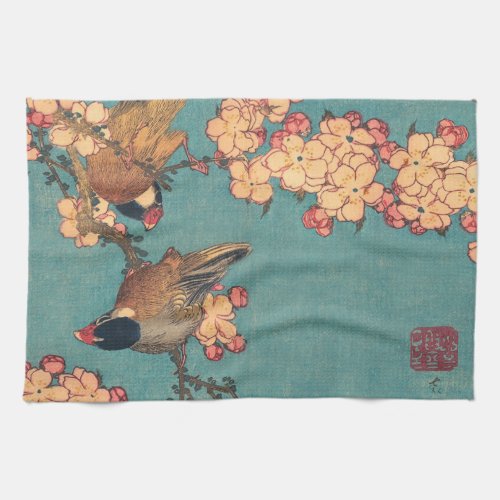 Birds Flowers Hokusai Japanese Art Kitchen Towel