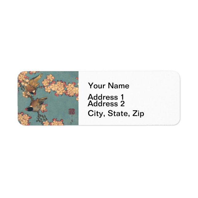 Birds Flowers Hokusai Japanese Art Label (Front)