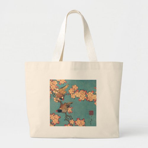 Birds Flowers Hokusai Japanese Art Large Tote Bag