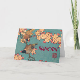 Birds Flowers Hokusai Japanese Art Letterpress Thank You Card