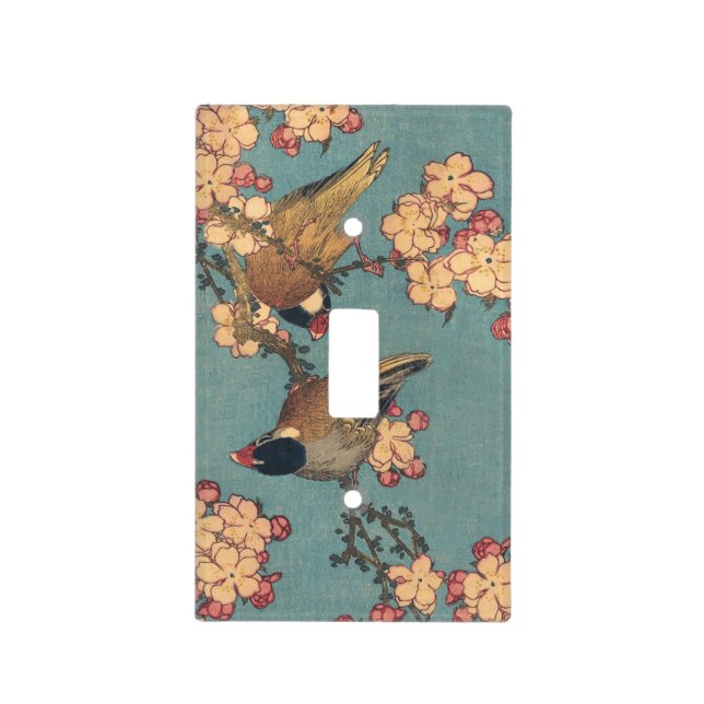 Birds Flowers Hokusai Japanese Art Light Switch Cover (Front)