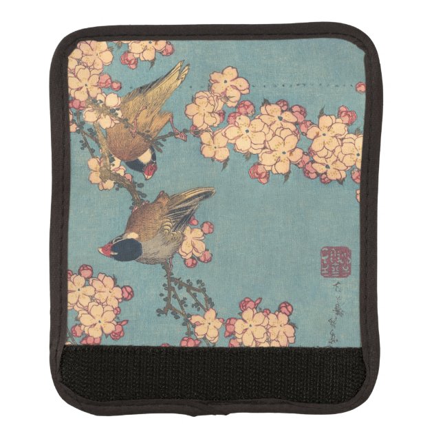 Birds Flowers Hokusai Japanese Art Luggage Handle Wrap (Front)