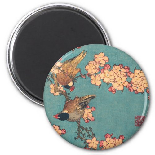 Birds Flowers Hokusai Japanese Art Magnet