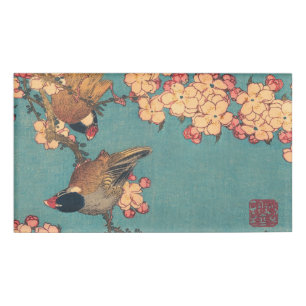 Birds Flowers Hokusai Japanese Art Name Tag