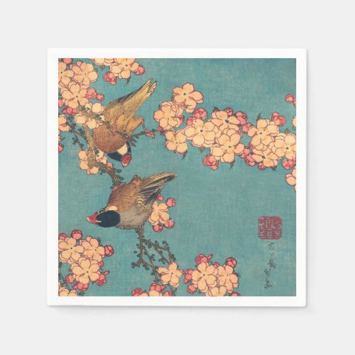 Birds Flowers Hokusai Japanese Art Napkins