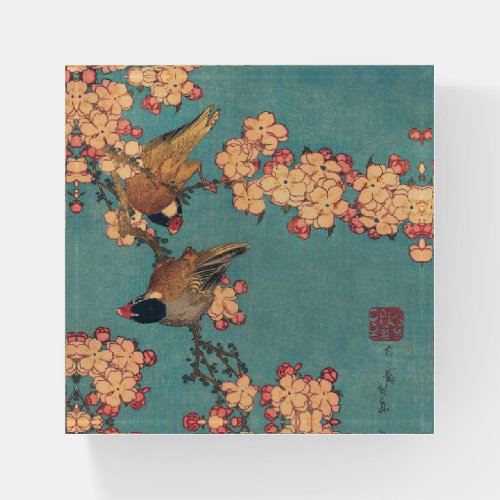 Birds Flowers Hokusai Japanese Art Paperweight
