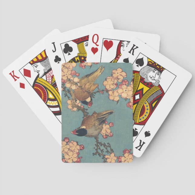 Birds Flowers Hokusai Japanese Art Poker Cards (Back)