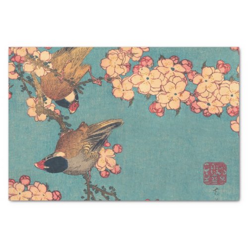 Birds Flowers Hokusai Japanese Art Tissue Paper