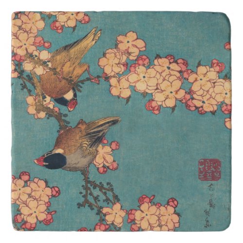 Birds Flowers Hokusai Japanese Art Trivet