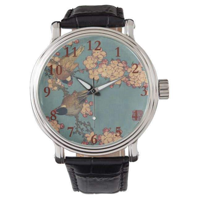 Birds Flowers Hokusai Japanese Art Watch (Front)