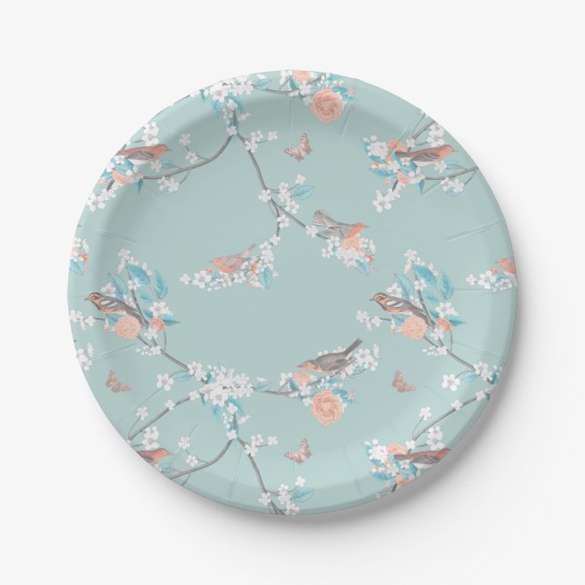 Birds & Flowers Paper Plates (Front)