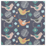 Birds Flowers Retro Modern Mid Century Fun Pattern Fabric