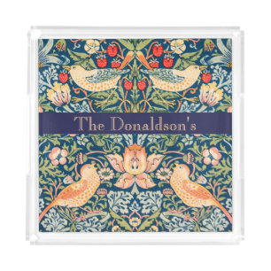 Birds & Flowers Wm Morris Add a Name Acrylic Tray