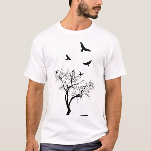 Birds Fly From The Tree worn and tattered tshirt