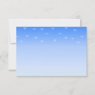 Birds Flying In Blue Sky Blank Note Card